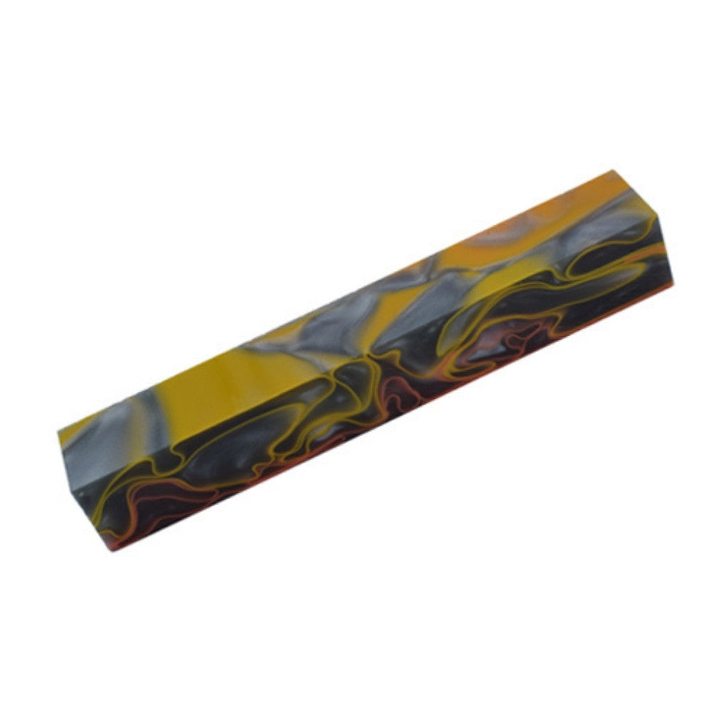 Pen blank - Acryl - 130x20x20 mm - Schwarz mit oranger/gelber Linie - Pfeifenecke